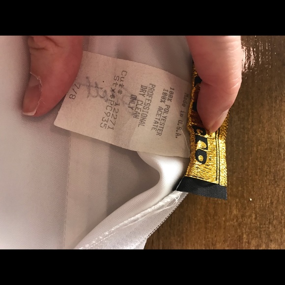 White fitted long Prom dress with feathers at top - Picture 3 of 4